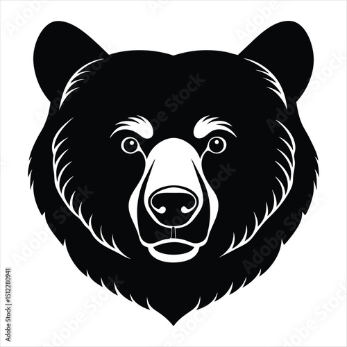 Bear Head Front View Graphic Silhouette