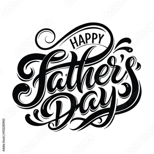Happy Fathers Day Elegant Lettering Calligraphy Design