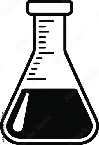 Erlenmeyer Flask Silhouette Vector Design, Transparent Background.