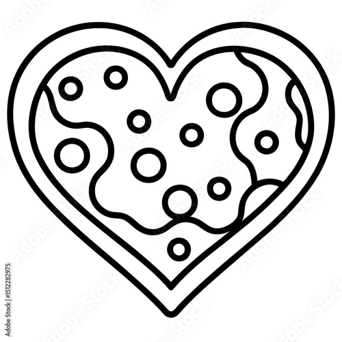 Romantic Pizza Slice Line Art