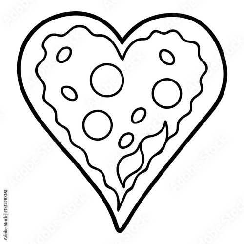 Romantic Pizza Slice Line Art