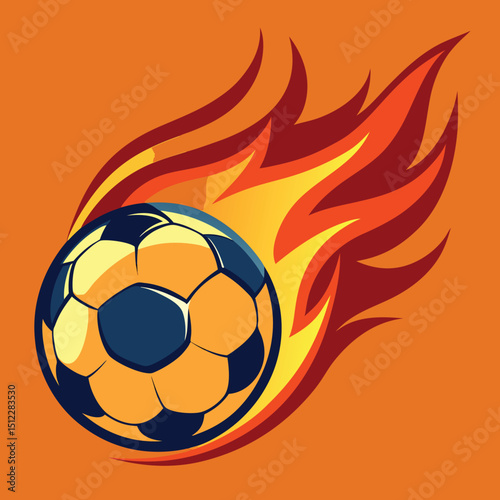 Soccer Ball On Fire Burning Flames Dynamic Motion Art
