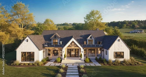 Beautifully animated luxury suburban house in 8k