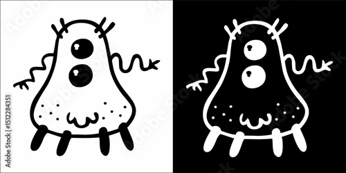Monster cute hand drawn cartoon vintage style vector