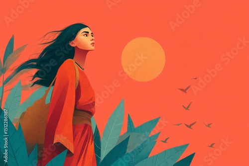 Vector illustration celebrating Mahatma Gandhi Jayanti with pastel colors and nature elements