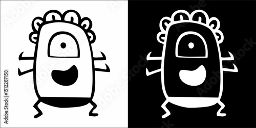 Monster cute hand drawn cartoon vintage style vector