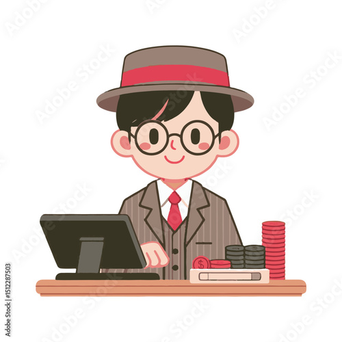 illustration design of a trader