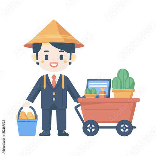 illustration design of a trader