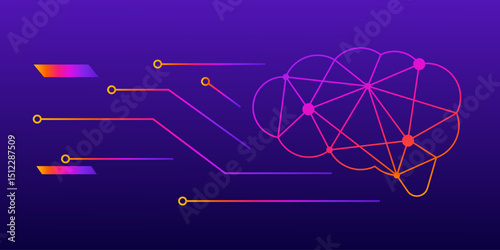 AI Brain Neural Network Technology, Data, Innovation, Connections Background