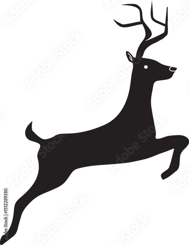  Deer Jumps and Runs Silhouette
