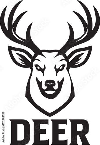 Angry Deer Horns Line Art