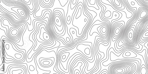 Abstract topographic contours map background. Topographic map and landscape terrain texture grid. Modern design with White background with topographic wavy pattern design. Black-white background.	