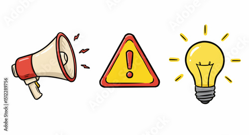 A bright light bulb icon symbolizes an innovative business idea, warning of electric power
