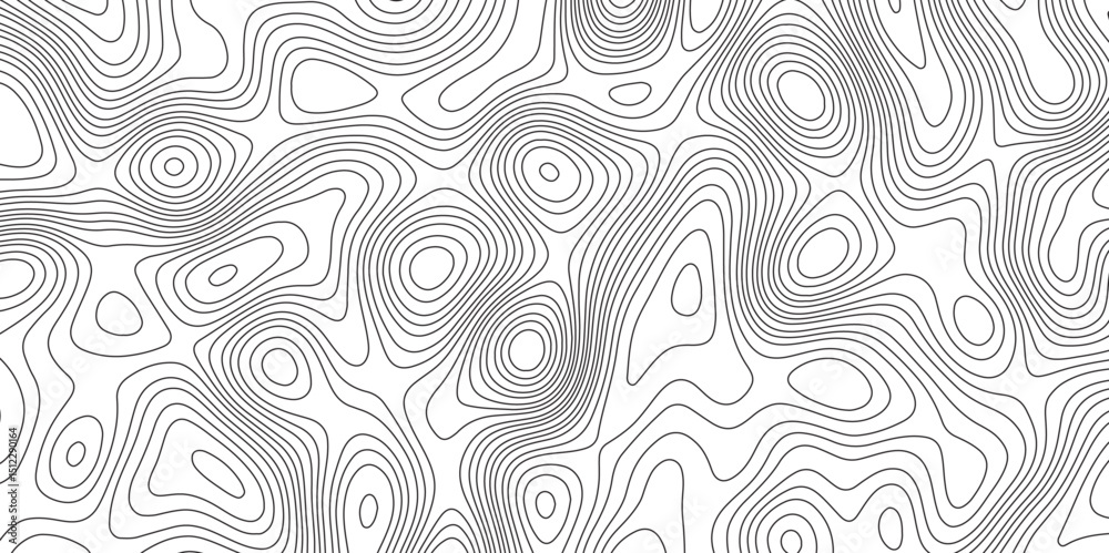 Fototapeta premium Abstract topographic contours map background. Topographic map and landscape terrain texture grid. Modern design with White background with topographic wavy pattern design. Black-white background.