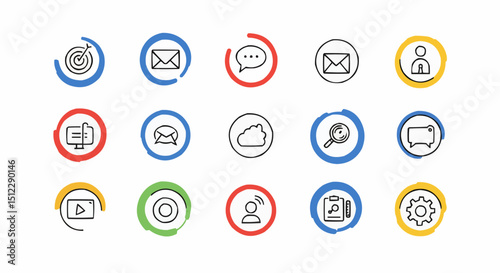 A comprehensive vector set of flat web buttons and icons for internet business design