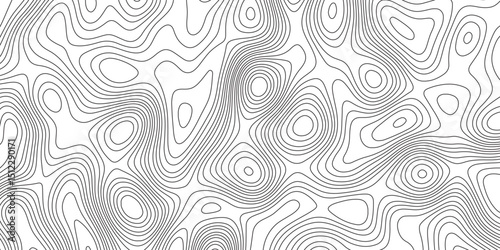 Abstract topographic contours map background. Topographic map and landscape terrain texture grid. Modern design with White background with topographic wavy pattern design. Black-white background.	