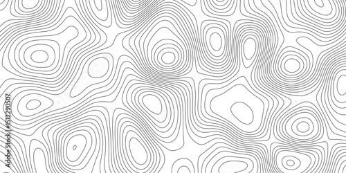 Abstract topographic contours map background. Topographic map and landscape terrain texture grid. Modern design with White background with topographic wavy pattern design. Black-white background.	