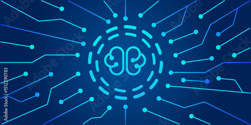 AI Brain Neural Network Technology, Data, Innovation, Connections Background