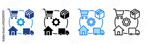 Fulfillment icon sheet multiple style collection