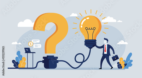 Businessman solving problems with innovative ideas and technology