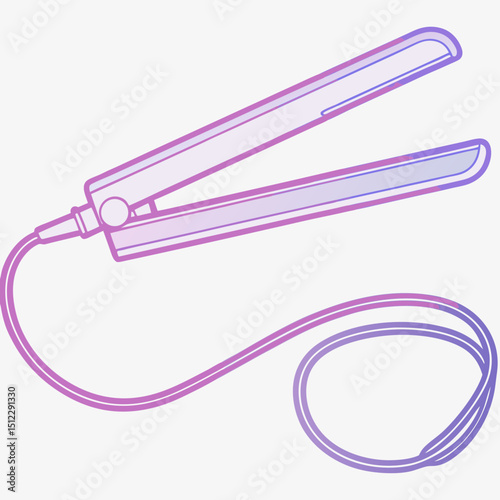 Hair straightener in minimalist purple design for beauty industry  