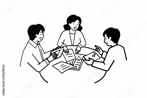 Business teamwork concept, Business colleague are collaboration presenting to brainstorming and discussing about strategy of new startup while holding finance paperwork and meeting together in office