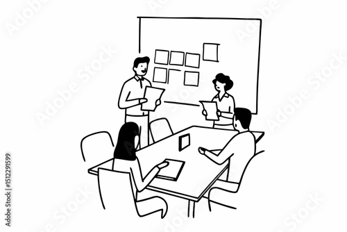 Business teamwork concept, Business colleague are collaboration presenting to brainstorming and discussing about strategy of new startup while holding finance paperwork and meeting together in office