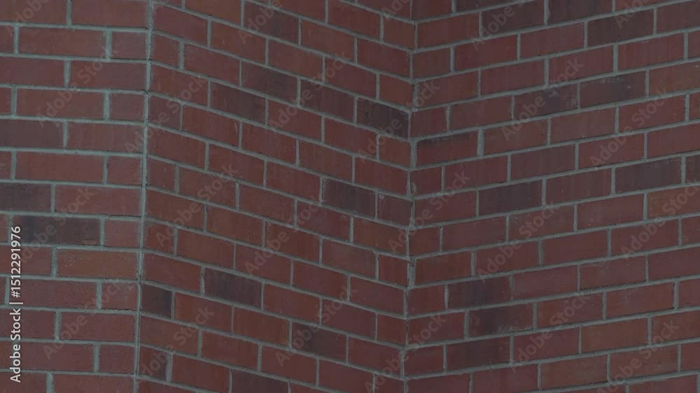 Masonry corner design showcasing three sides to a red brick wall. Focuses on construction details, patterns, and texture for a classic architectural masonry design.
