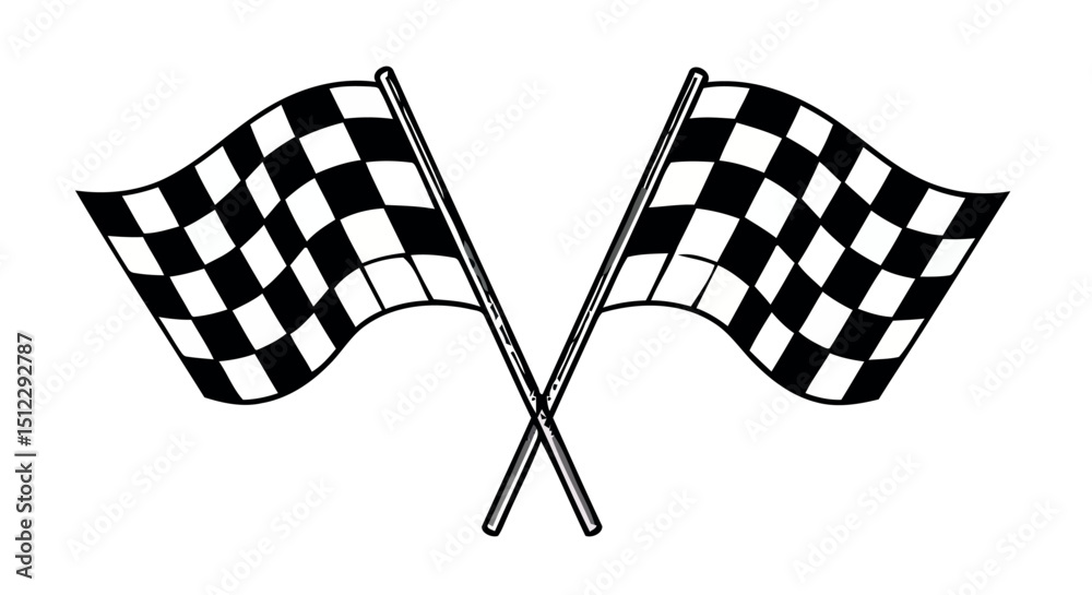 Fototapeta premium Crossed checkered flags symbolizing race finish or victory