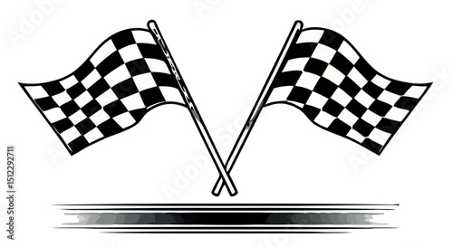 Crossed checkered flags with racing track element