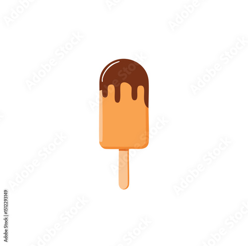 Flat Ice Cream Vector with Dripping Chocolate