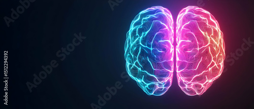 Abstract Colorful Glowing Two Brains