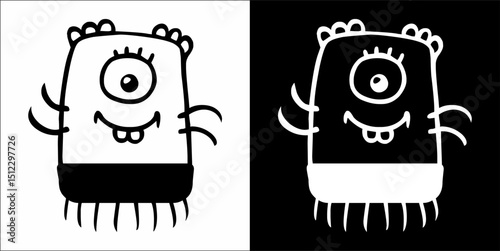Monster cute hand drawn cartoon vintage style vector