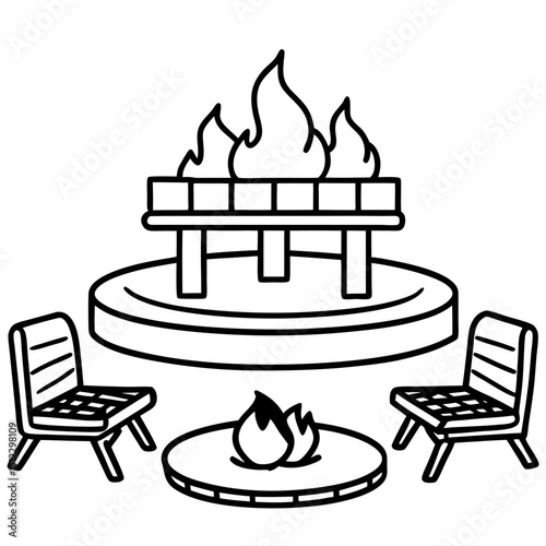Simple Firepit Seating Vector on White Background