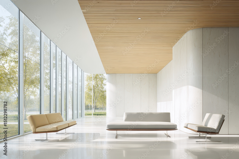 Fototapeta premium serene interior space illuminated by soft warm daylight emphasizing beauty of natural light during daylight saving
