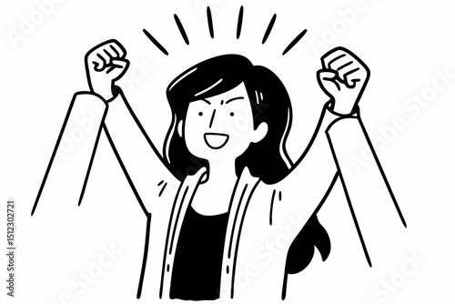 Enthusiastic asian woman rejoicing, say yes, looking happy and celebrating victory, champion dance, fist pump gesture, standing over white background