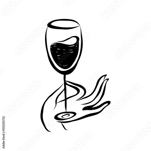 Hand holding wine glass