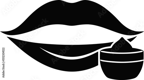Lips With SPF Balm Silhouette Vector Illustration