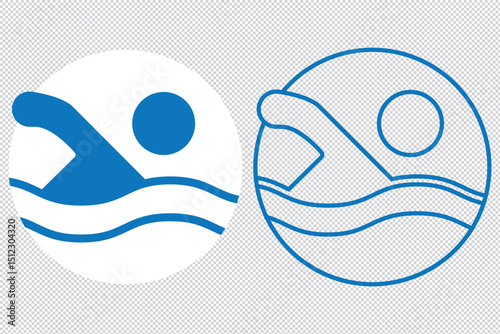 swimming figure icon isolated in white, black and blue colors. swimming figure outline vector icon from sports collection for web, mobile apps and ui EPS 10