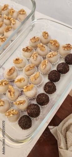 Canvas Print gourmet chocolate sweets and brigadeiros in a store