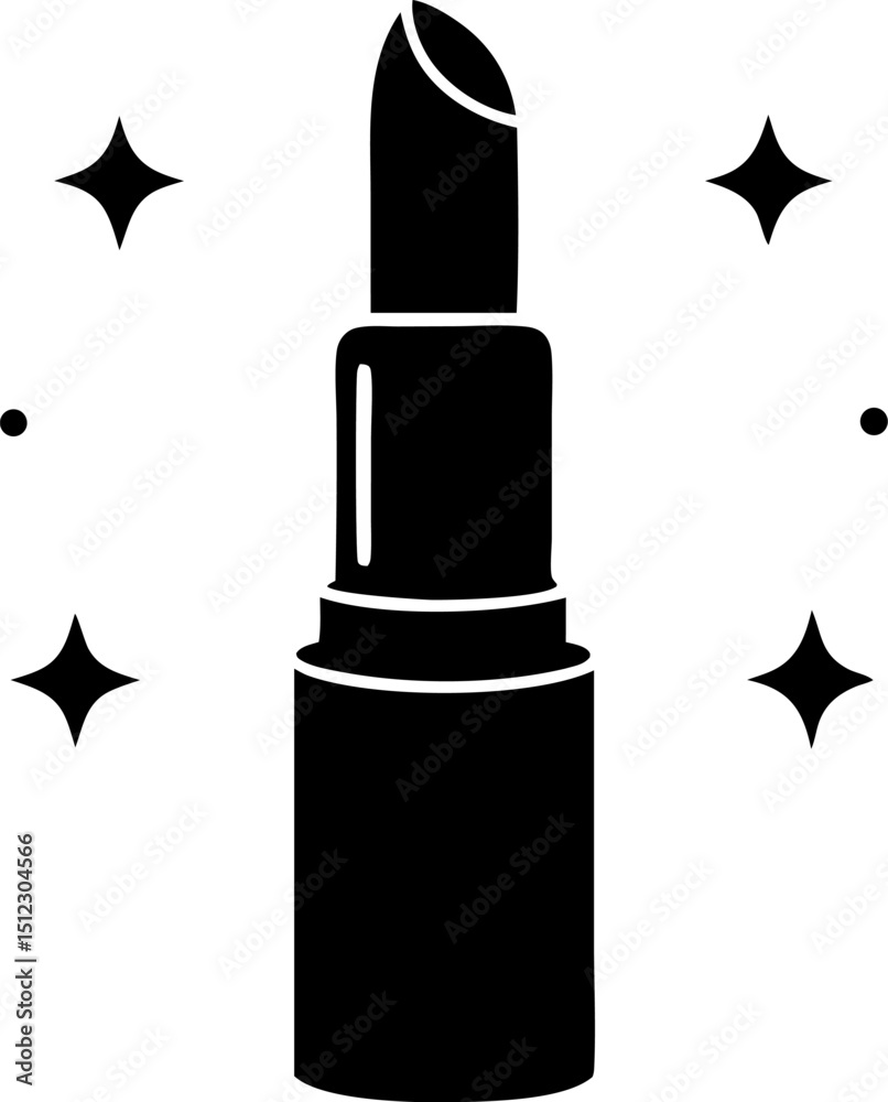 Fototapeta premium Lipstick With Sparkles Silhouette Vector Illustration
