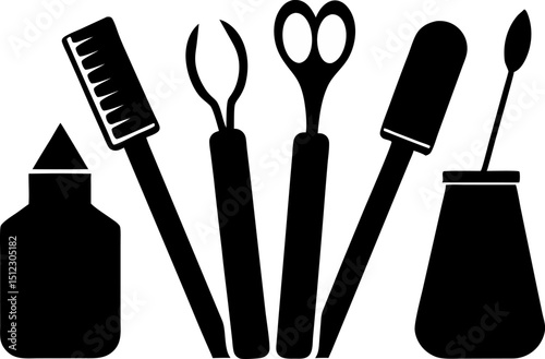 Manicure Tools Silhouette Vector Illustration 