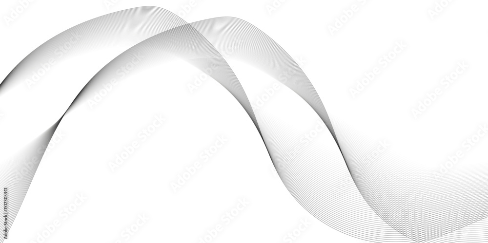 Fototapeta premium Abstract wavy grey stream element for design on transparent background isolated. Wavy white and grey lines background. Abstract business wave curve lines background. Vector illustration.