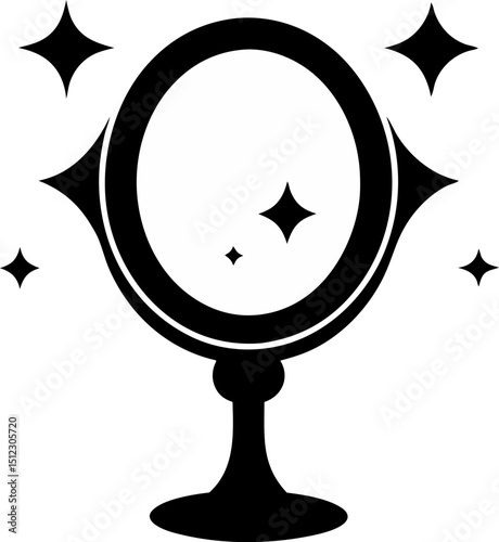 Mirror With Sparkles Silhouette Vector Illustration