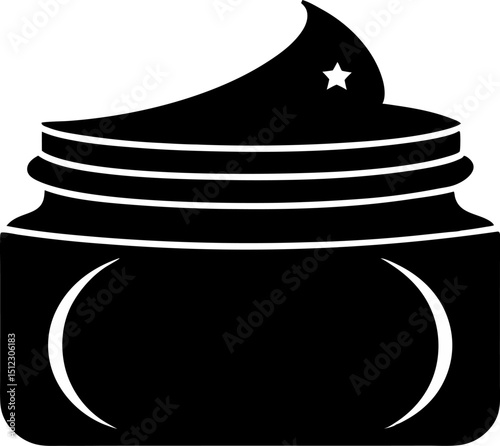 Night Cream Jar Silhouette Vector Illustration 