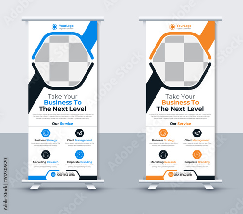 Modern company roll up banner design template, Vector Illustrator