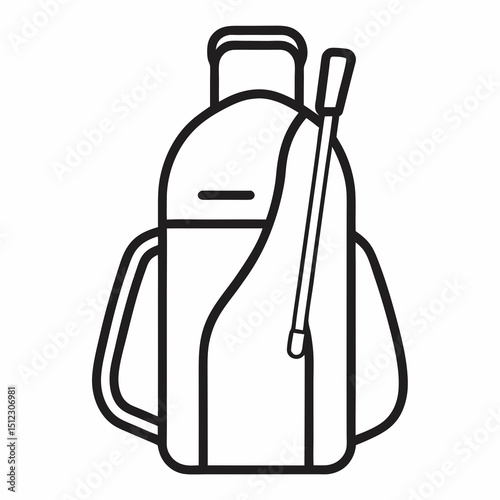 Golf Sports Bag Vector Mockup Template Technical Line Drawing