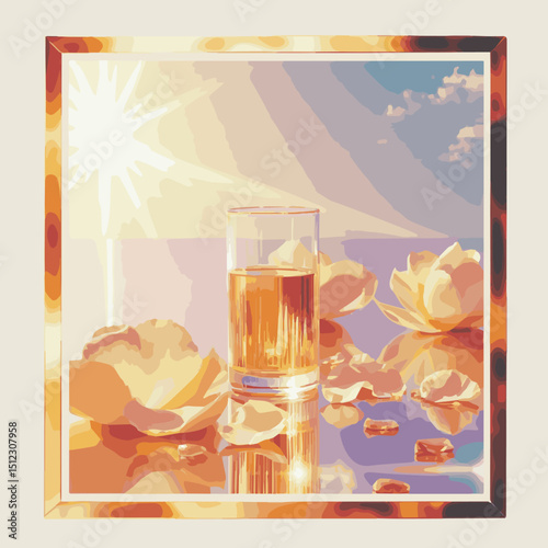 Cocktail & Drink Vector Design: Refreshing Summer Beverages with Wine, Beer, Tropical Cocktails, Citrus Fruits, Ice Cubes, Party Glassware, Happy Hour Celebration & Chilled Alcoholic Drink  