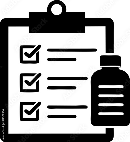 Skincare Checklist On Clipboard Silhouette Vector Illustration