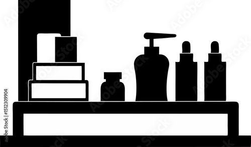 Skincare Shelf Silhouette Vector Illustration 